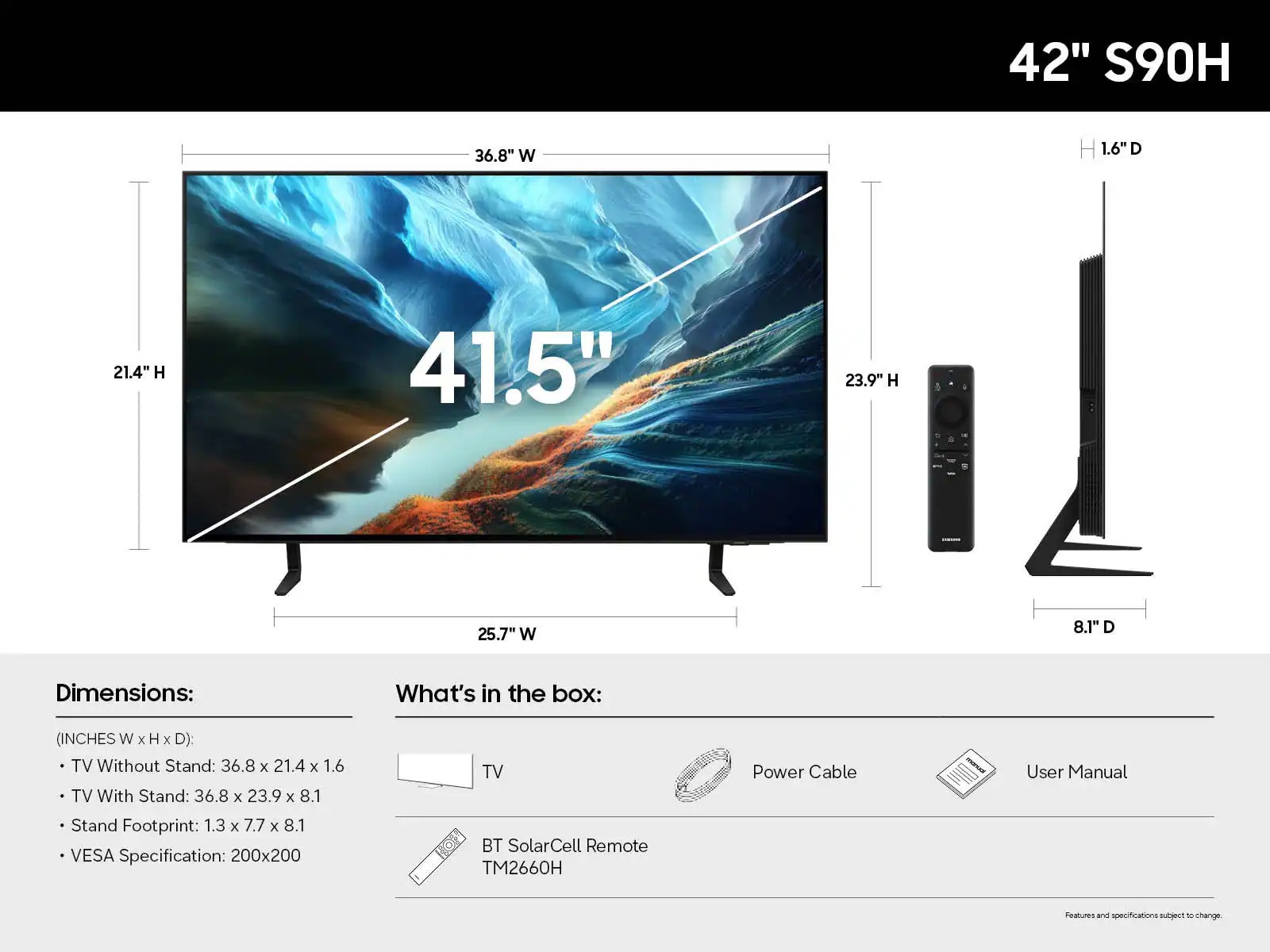 Samsung 42" Class S90H OLED 4K Glare-Free TV with Samsung VisionAI (2026) color options