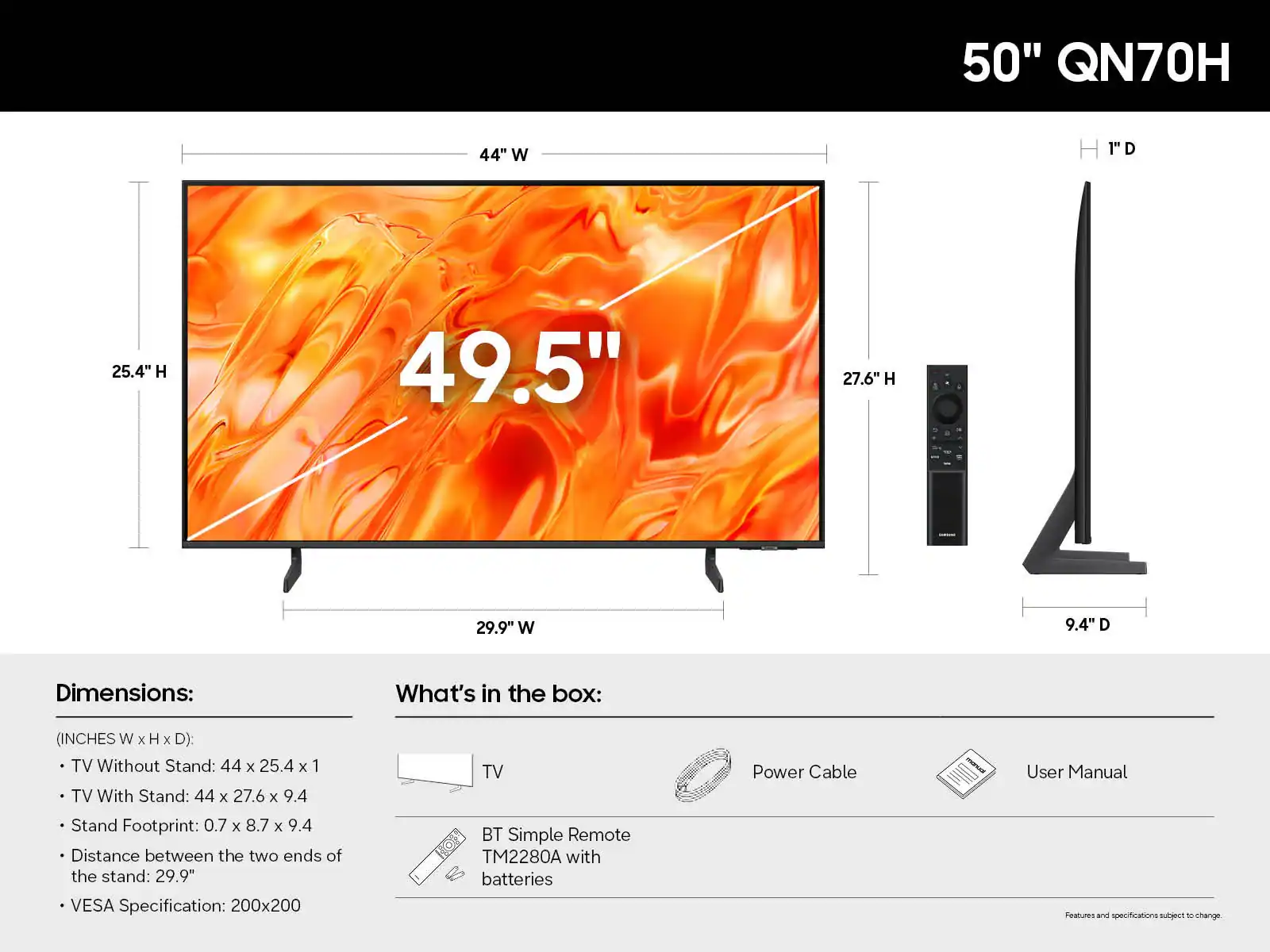Samsung 50" Class QN70H Series Neo QLED Mini LED 4K UHD Samsung Vision AI Smart Tizen TV (2026) color options