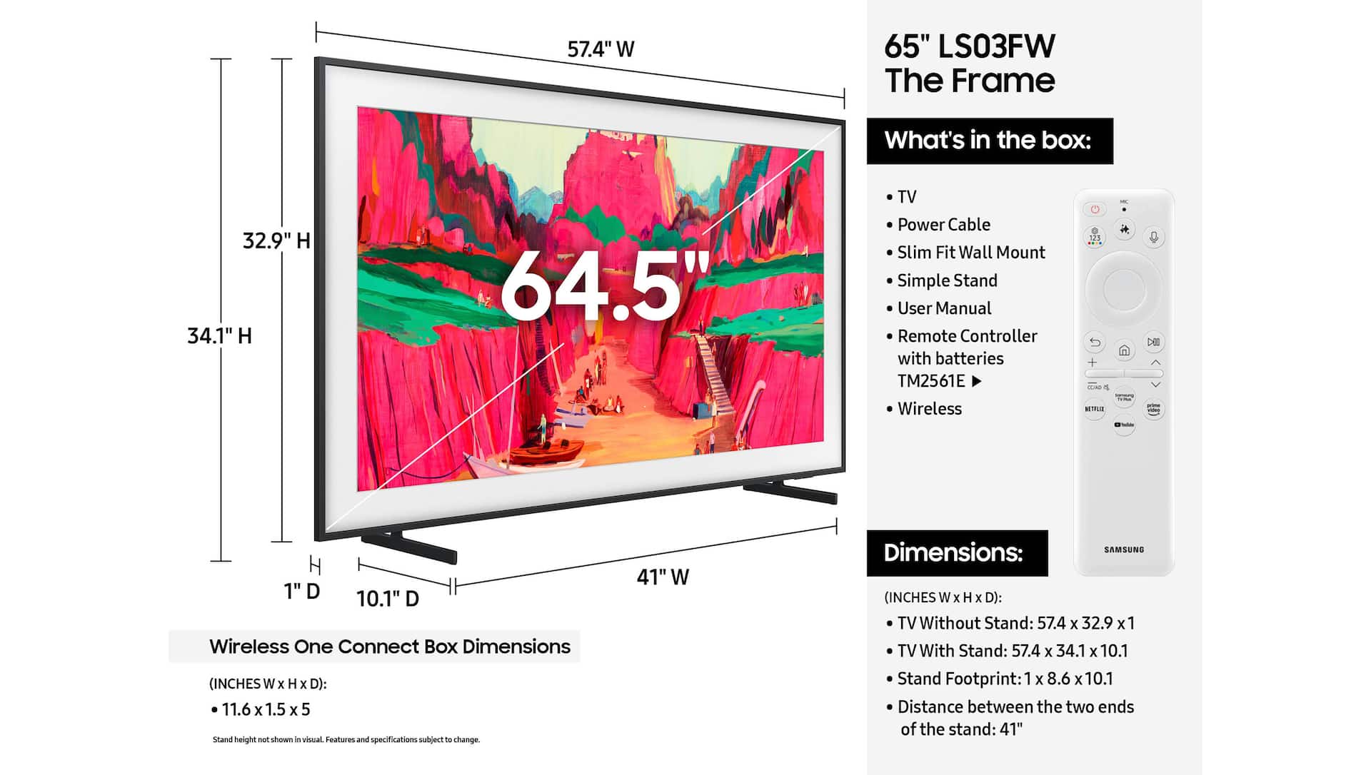 Samsung 65" Class 4K UHDTV (2160p) HDR Smart LED-LCD TV (QN65LS03FWF) display and camera view