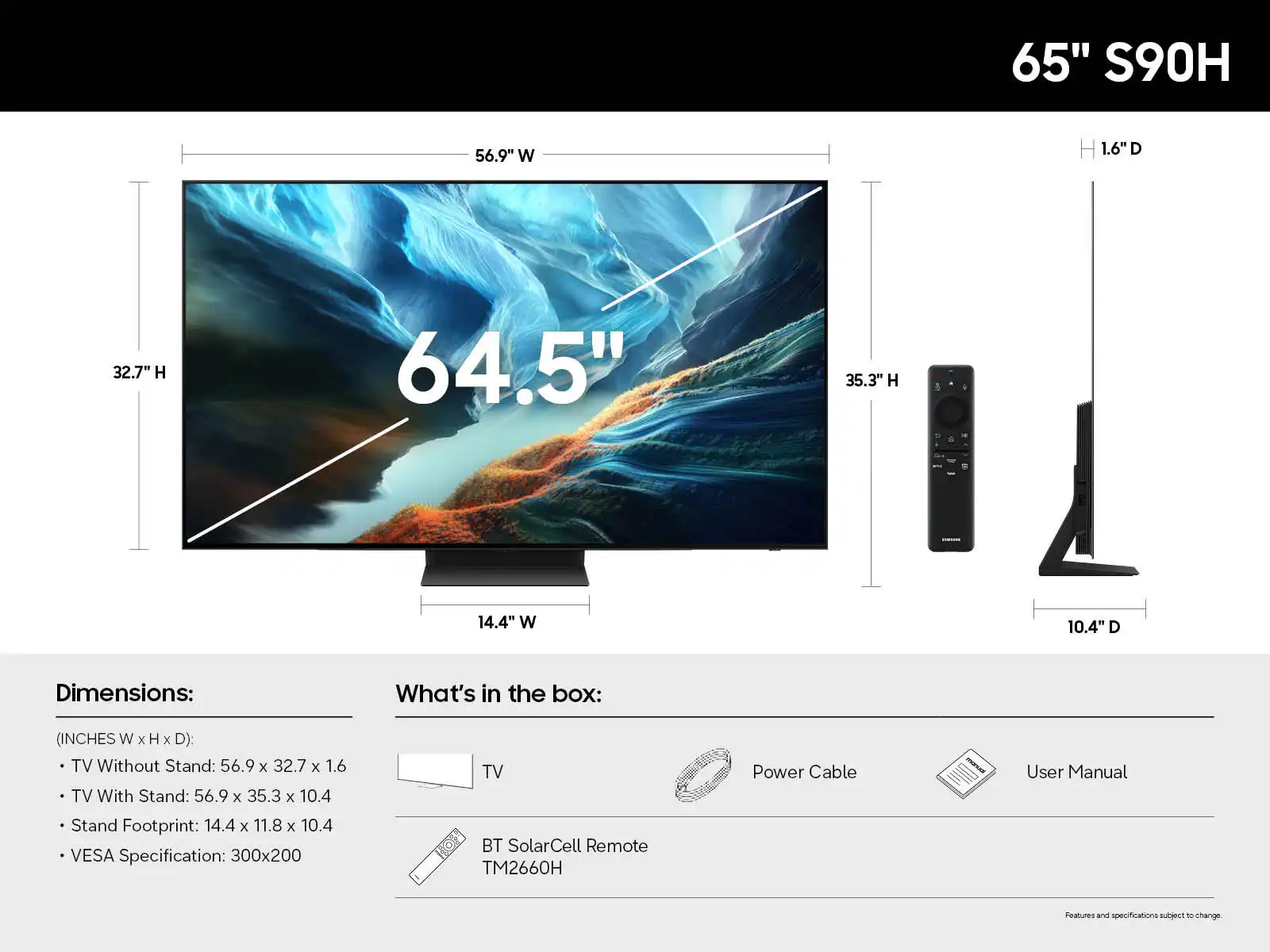 Samsung 65" Class S90H OLED 4K Glare-Free TV with Samsung VisionAI (2026) color options