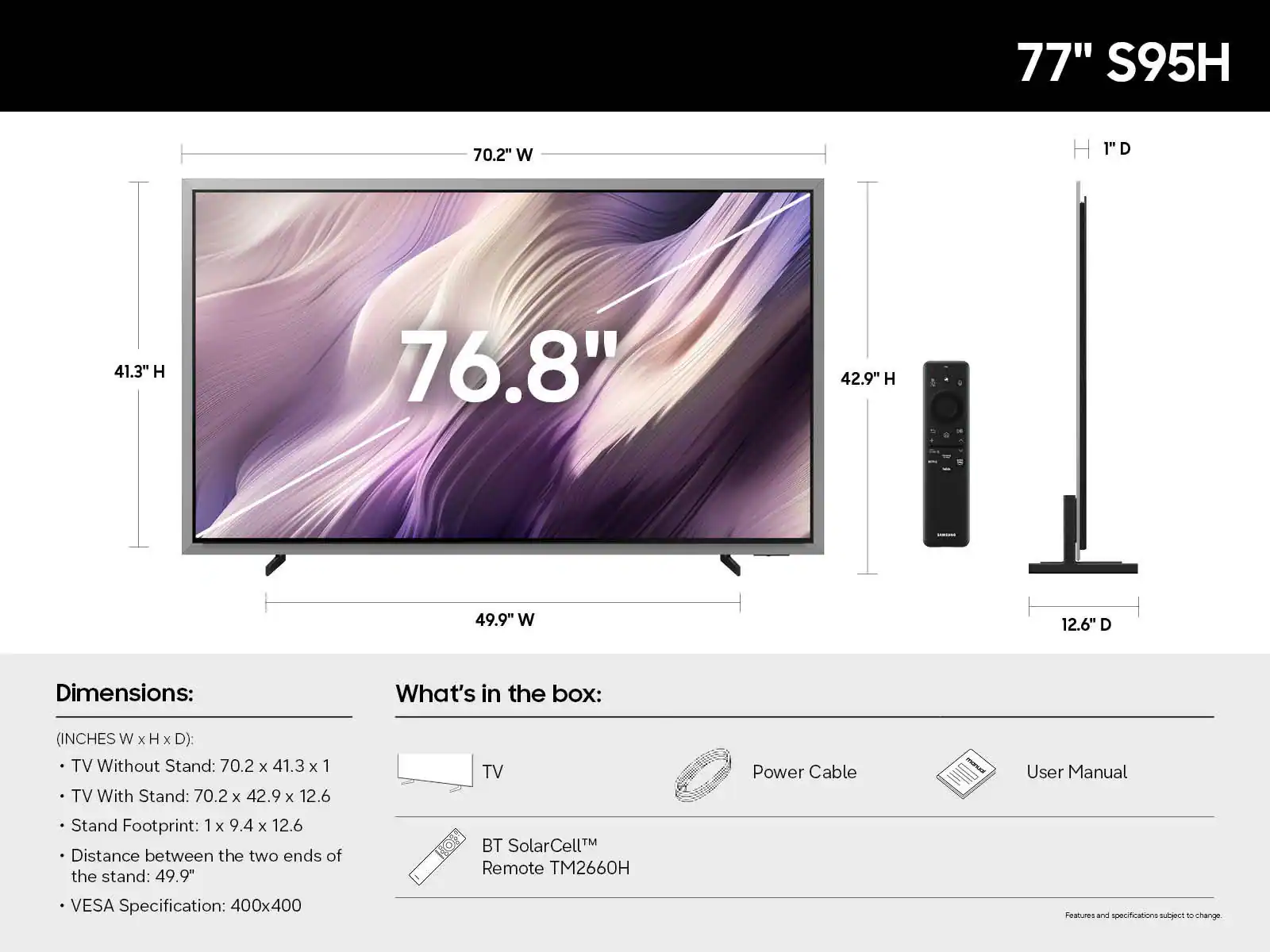 Samsung 77" Class S95H OLED 4K Glare-Free TV with Samsung VisionAI (2026) display and camera view