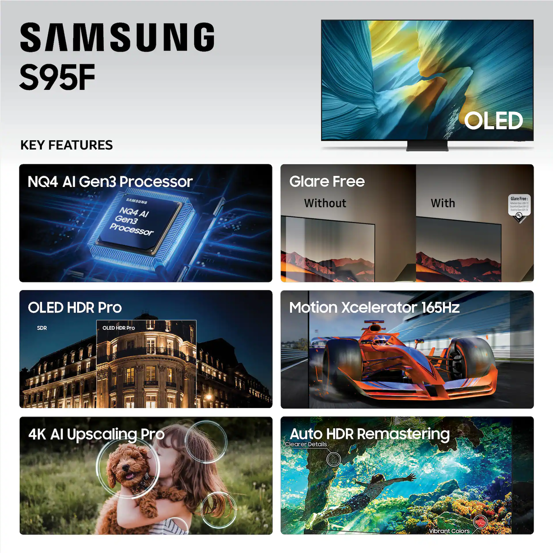 Samsung 83" Class S95F Series OLED 4K UHD Samsung Vision AI Smart Tizen TV (2025) color options