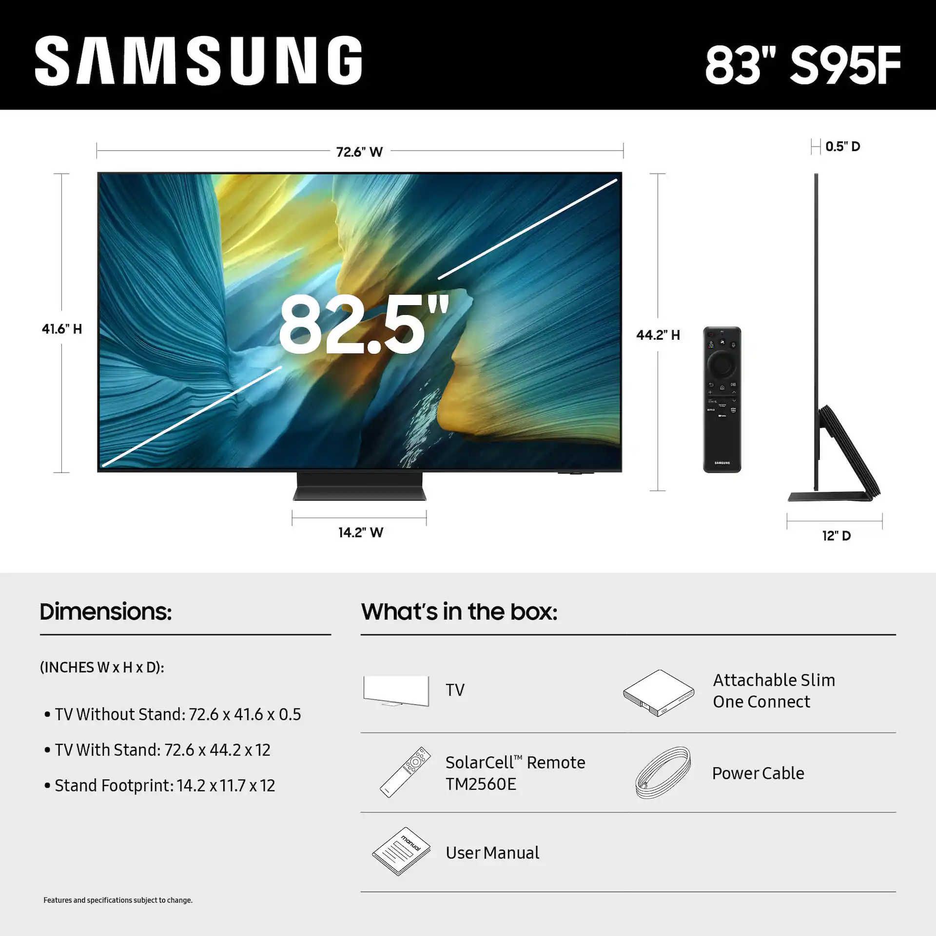 Samsung 83" Class S95F Series OLED 4K UHD Samsung Vision AI Smart Tizen TV (2025) display and camera view