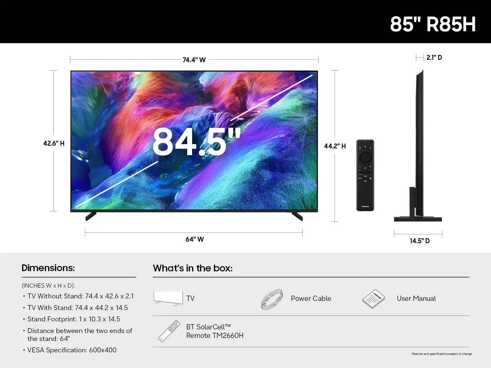 Samsung 85" Class R85H Series Micro RGB 4K UHD Samsung VisionAI Smart Tizen TV (2026) color options