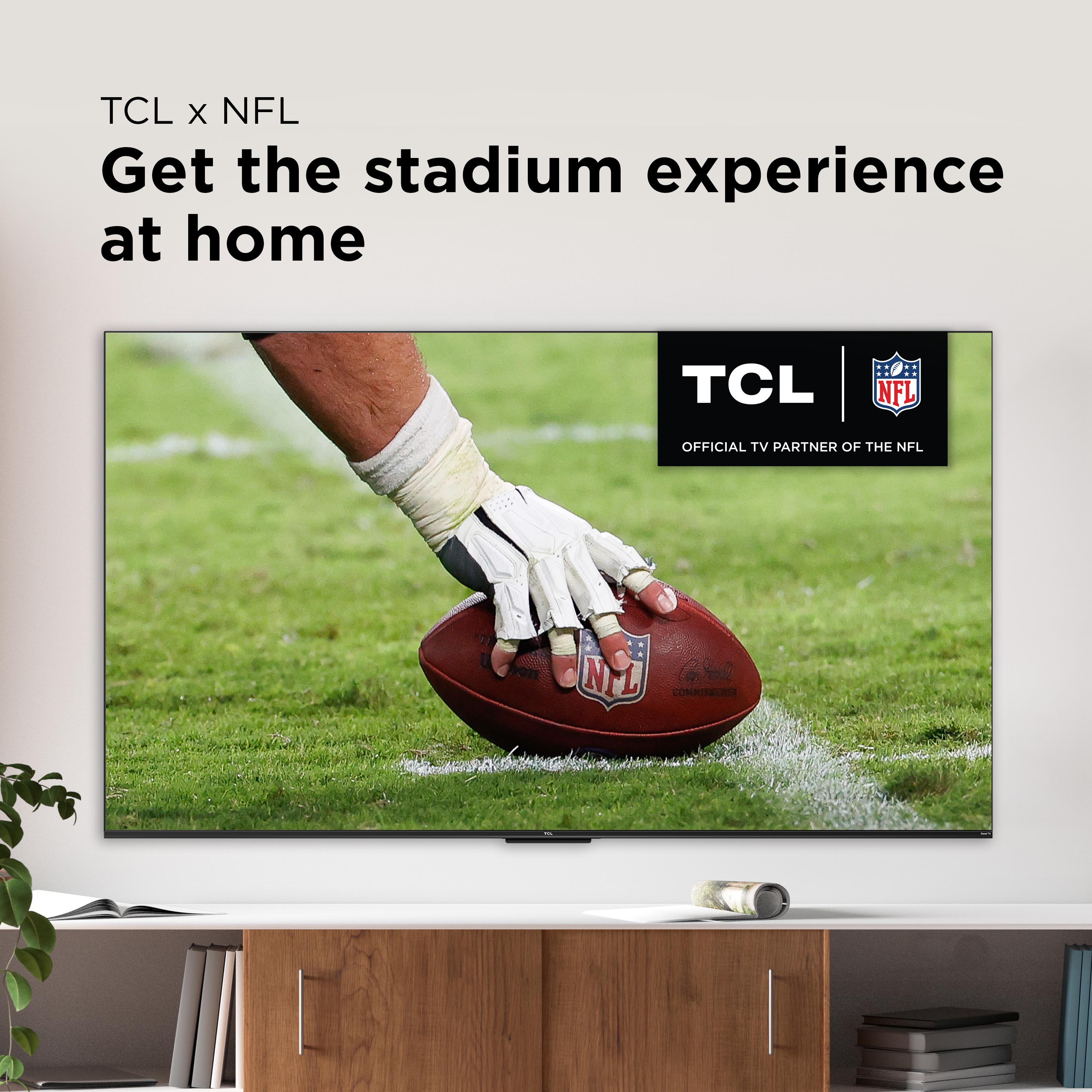 TCL 75” Class S4 (75S451) 4K UHD HDR Smart Roku TV display and camera view
