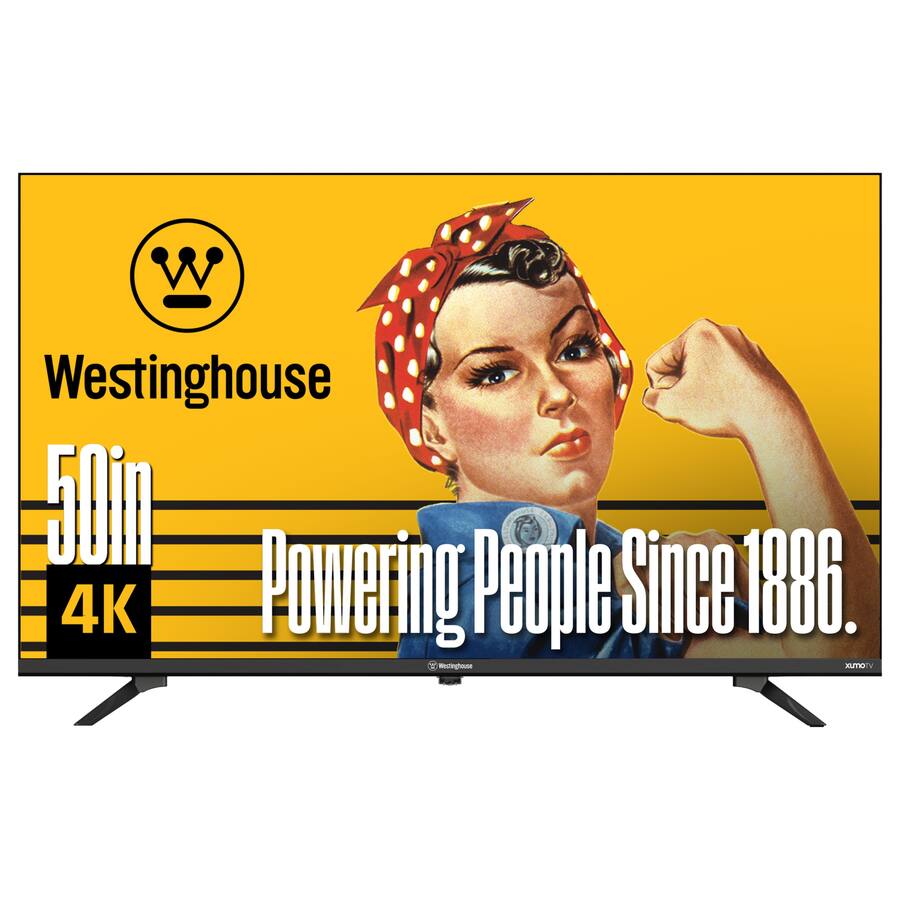 Westinghouse 65" 4K UHD Xumo Smart TV with HDR10, Dolby Vision, Voice Remote, Wi-Fi, Apple HomeKit front and back view