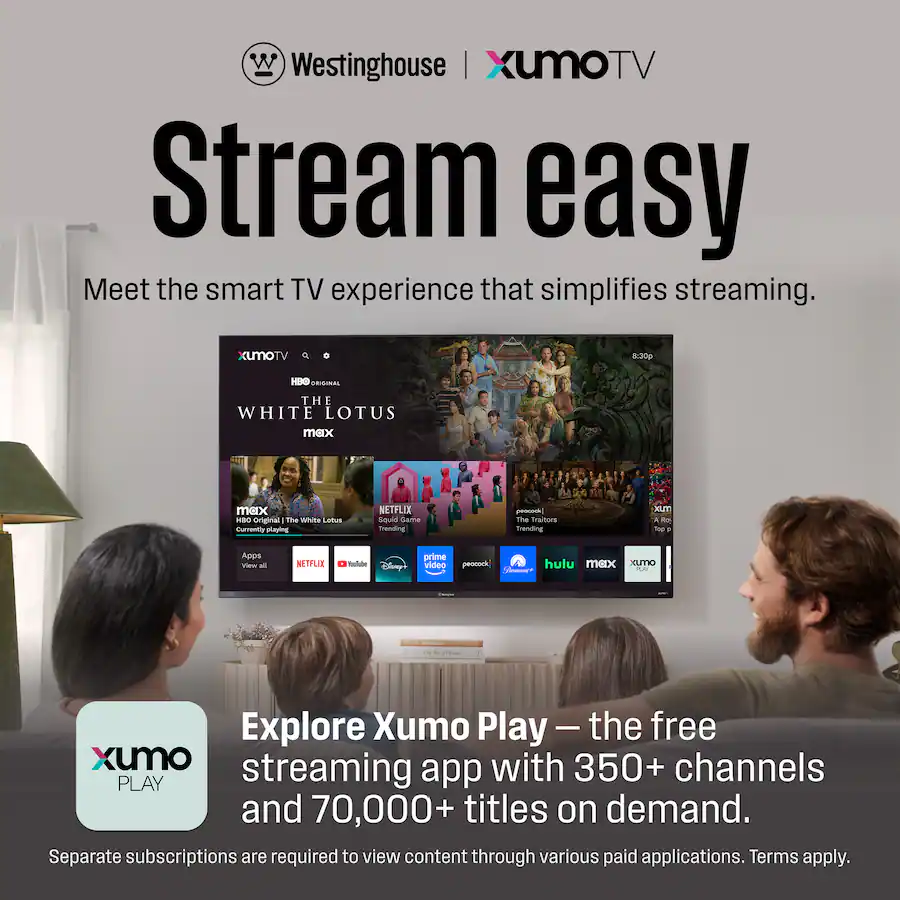 Westinghouse 65" 4K UHD Xumo Smart TV with HDR10, Dolby Vision, Voice Remote, Wi-Fi, Apple HomeKit accessories and compatibility